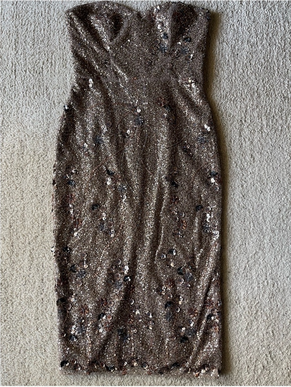 Dress the Population Shailene Dress in Bronze Multi Sequin Beaded Strapless - Picture 6 of 10